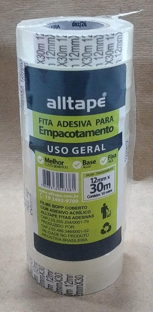 Fita Adesiva 12x30 Transparente ALLTAPE c/10 Rolos
