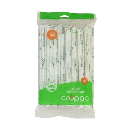 Canudo Biodegradavel Sache 205x5mm 100 Unidades (CB501)