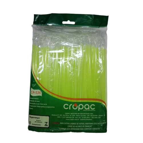 Canudo Plastico Mexedor 175x5,8mm Verde Neon (12x100) Unidades (CA536)