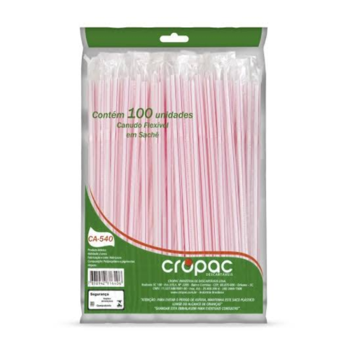 Canudo Plastico Sache Flexivel 200x5,8mm (30x100) Unidades (CA540)
