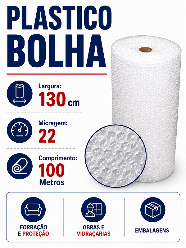 Plastico Bolha 130x100 Metros