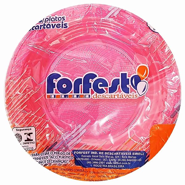 Prato Raso 18cm Cores c/10 FORFEST