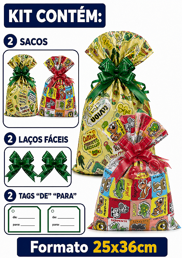 Kit Presente Saco BOPP 25x36 c/2 Unidades