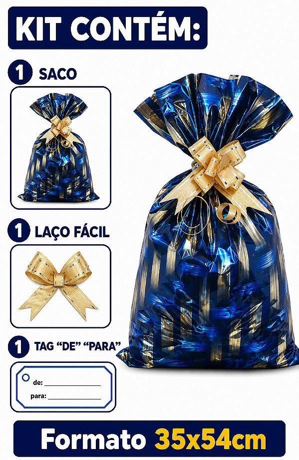Kit Presente Saco BOPP 35x54 c/1 Unidade