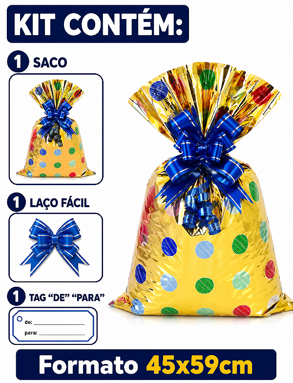 Kit Presente Saco BOPP 45x59 c/1 Unidade
