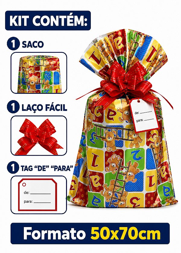 Kit Presente Saco BOPP 50x70 c/1 Unidade