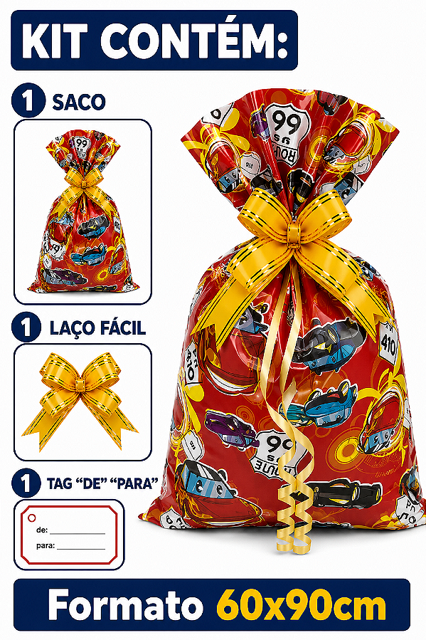 Kit Presente Saco BOPP 60x90 c/1 Unidade