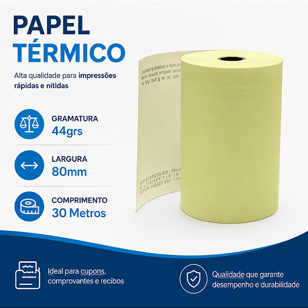 Bobina Papel Termico 44grs 80x30mm