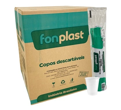 Copo Plastico 80ml Branco (25x100) FONPLAST