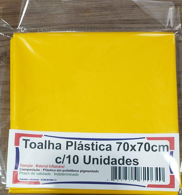 Toalha Plastica Lisa 70x70cm c/10 Unidades