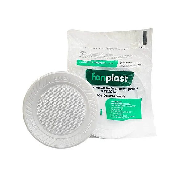 Prato Plastico 15cm Raso Branco c/10 Unidades FONPLAST