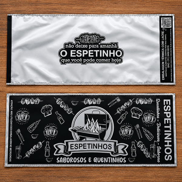 Saco metal c/lacre Espetinho 14x33 com 100 Unidades