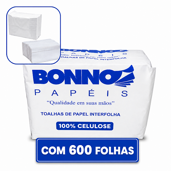 Papel Inter Folha 21x20 c/600 Folhas 100% Celulose BONNO