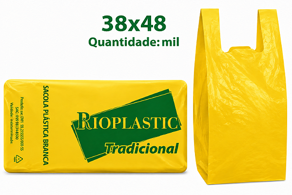 Sacola Plastica Tradicional Amarela 38x48 (Milheiro)