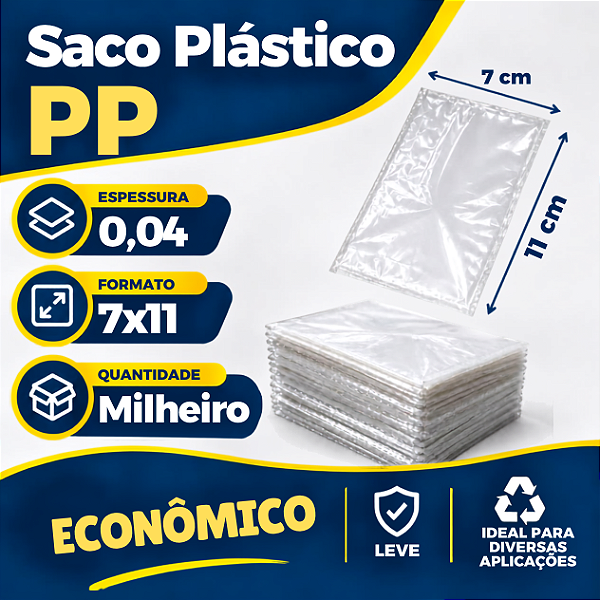 Saco Plastico PP 0,04 7x11 Milheiro