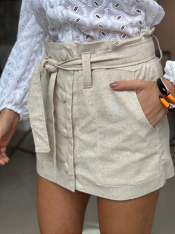 Shorts Saia Feminino Amarração Natural
