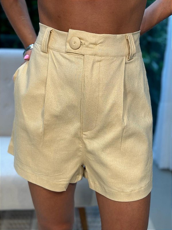 Shorts Feminino Alfaiataria Livia Camel