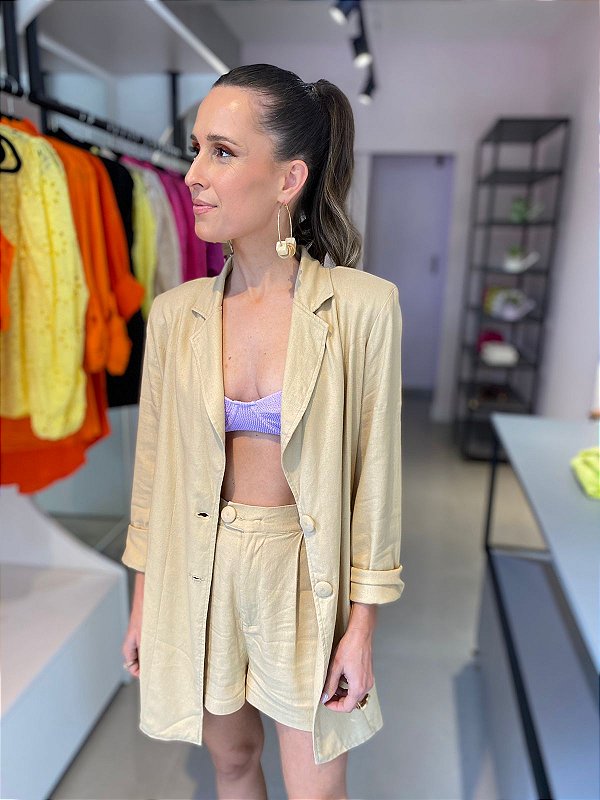 Maxi Blazer Feminino Alfaiataria Oversized Bárbara Camel