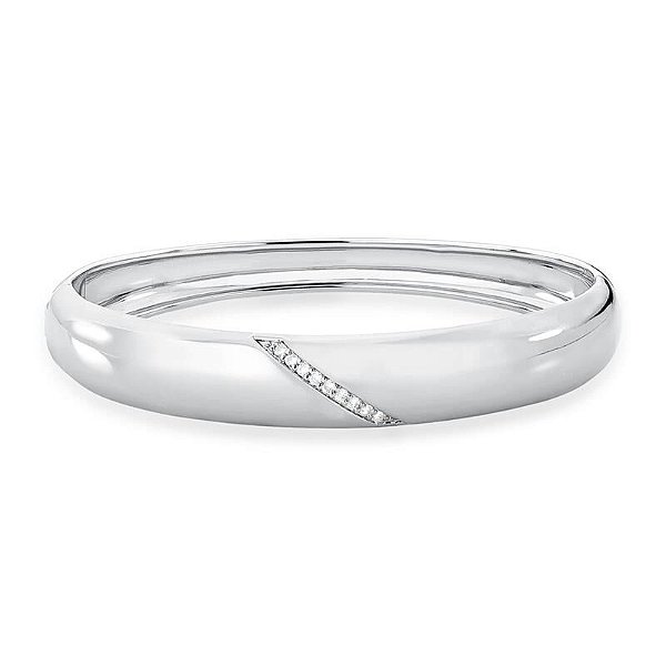Bracelete Liso Uma Fileira Com Zircônias Banhado A Ródio