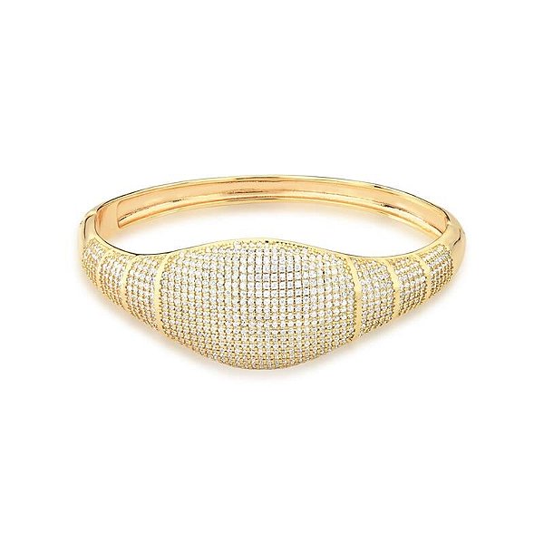 Bracelete Cravejado com Zircônias Brancas Banhado A Ouro