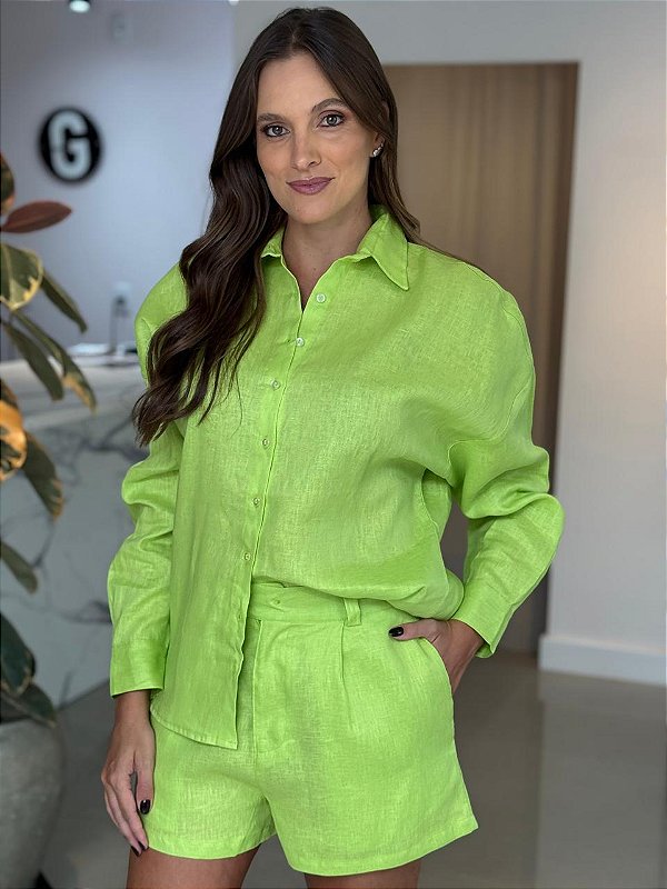 Camisa Feminina Oversized Linho 100% Lima