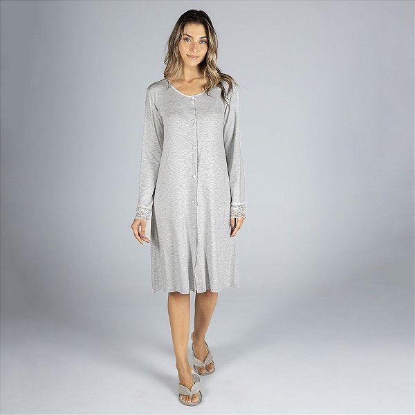 Camisão Feminino Midi Gestante Cinza Mescla