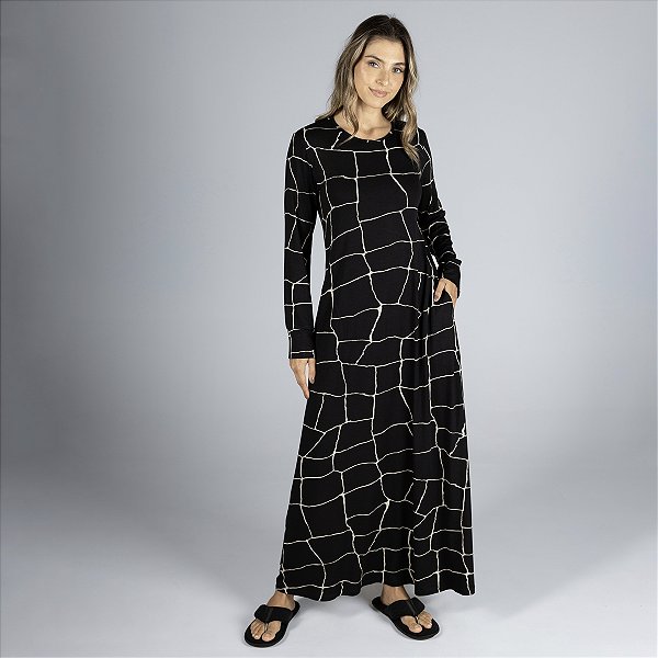Kaftan Longo Feminino Preto Sensations