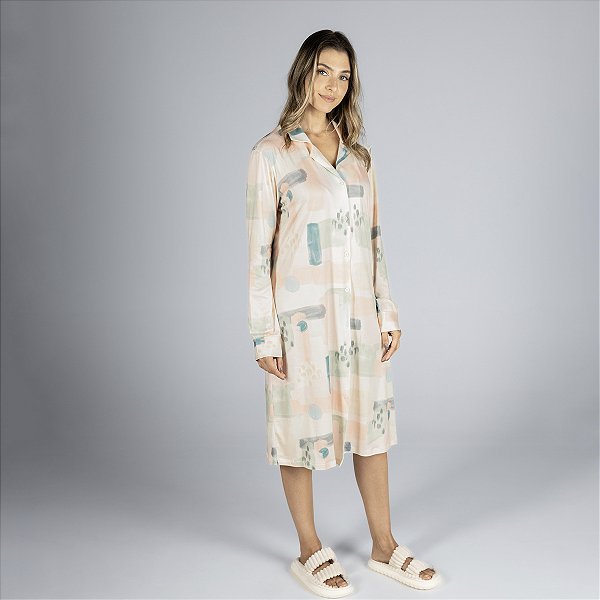 Camisão Feminino Midi Aberto Abstract Style