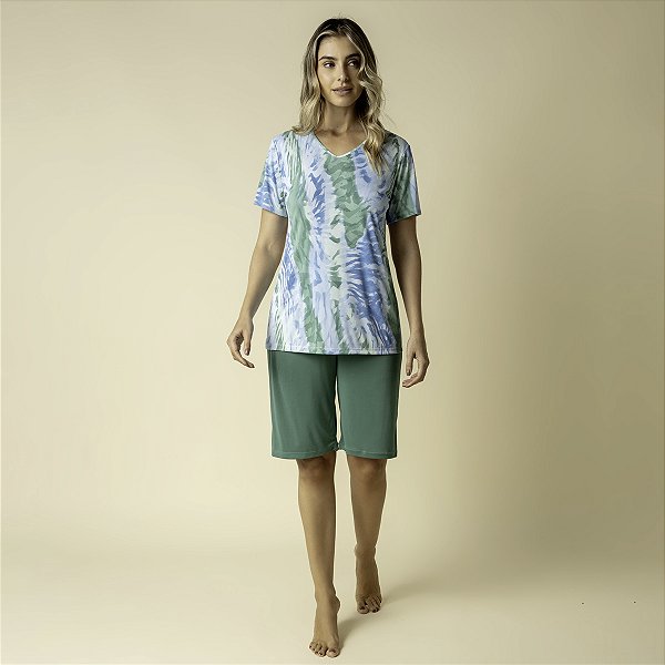 Bermudoll Feminino Verde Ondas