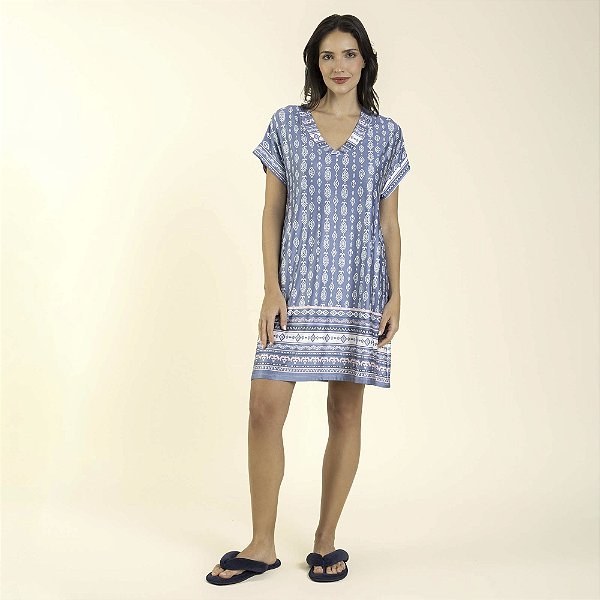 Camisão Feminino Curto Azul Maruru