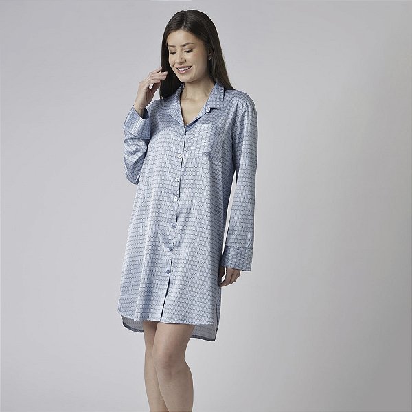 Camisão Feminino Aberto Geométrico Blue