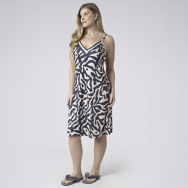 Camisola Curta Plus Size de Alça Marinho Orgânico