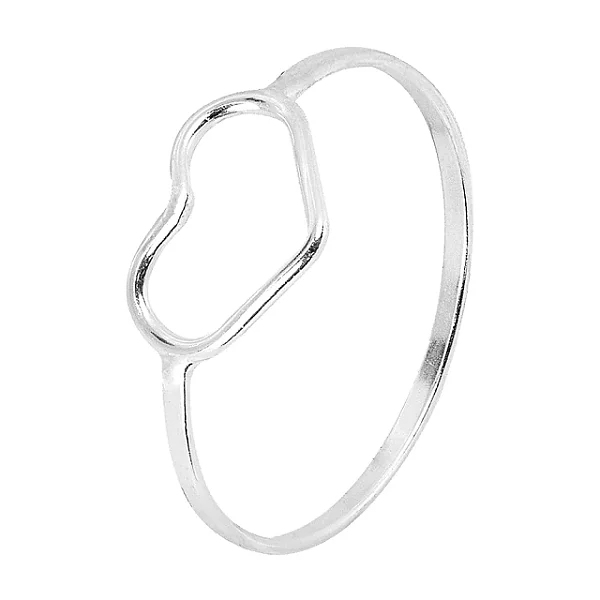 Anel Prata Coração de fio