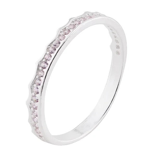 Anel Prata Aparador Coroa com Zircônias