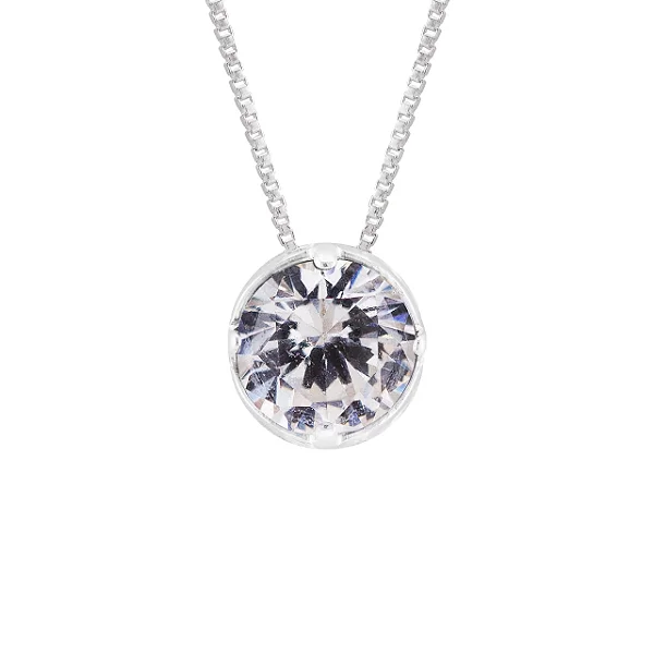 Colar Prata Veneziana 45cm Pingente Galeria Zircônia