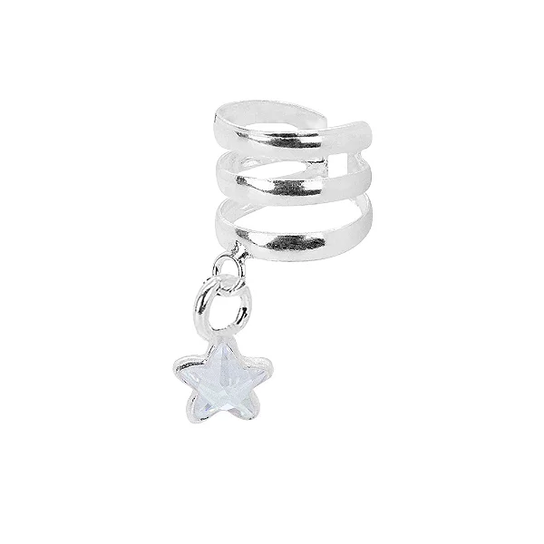 Piercing Fake Prata 3 Fios + Zircônia Estrela