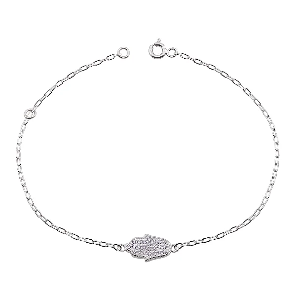 Pulseira Prata Ródio Mão de Fátima