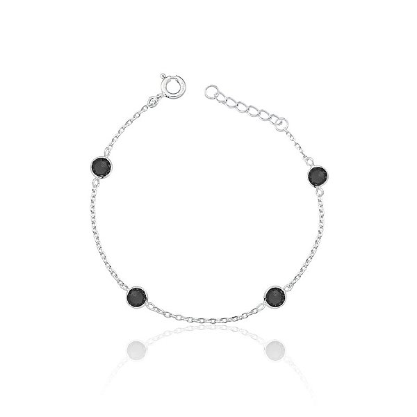 Pulseira Zircônia 5mm (4) Cristal Preto 18cm
