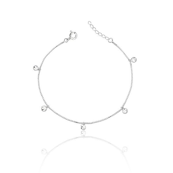 Pulseira Zircônia Pendurada Redonda 3mm (5) Zircônia Branca 18 cm Veneziana