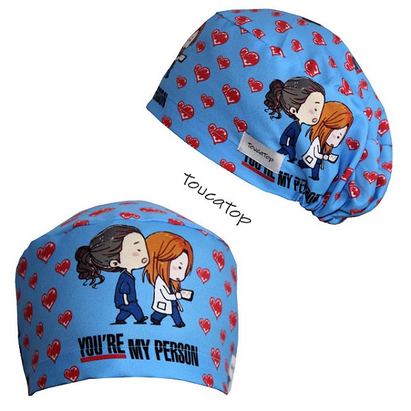 Touca Feminina ALICE, You are My Person, Greys Anatomy, Azul Claro