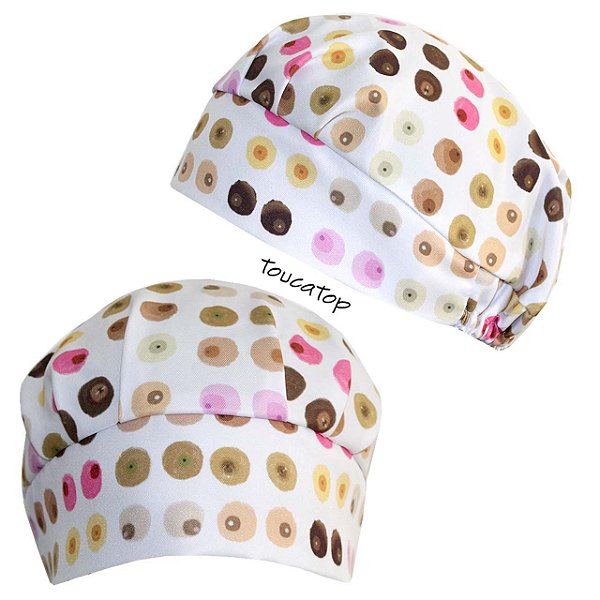 Touca Cirúrgica Feminina, Mamas Coloridas, Branco