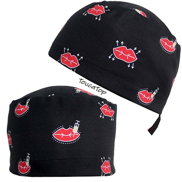 Gorro Cirúrgico, Harmonização, Preenchimento Labial, Lábios, Preto