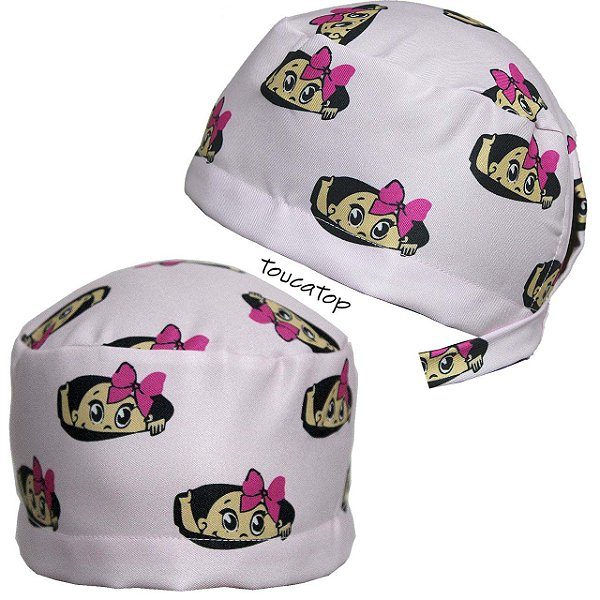 Gorro Cirúrgico, Bebê Chegando Espiando, com Laço, Rosa Bebê