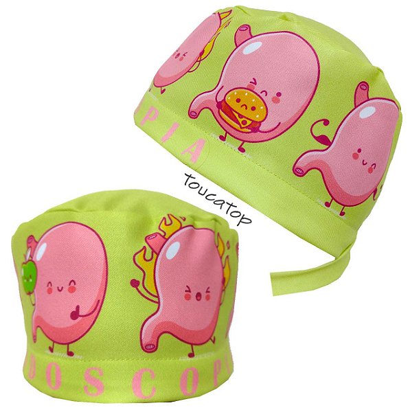 Gorro Cirúrgico, Endoscopia, Estômago, Desenho, Verde Limão