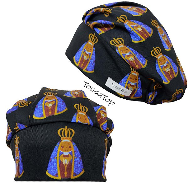 Touca Cirúrgica Feminina, Nossa Senhora, Preto