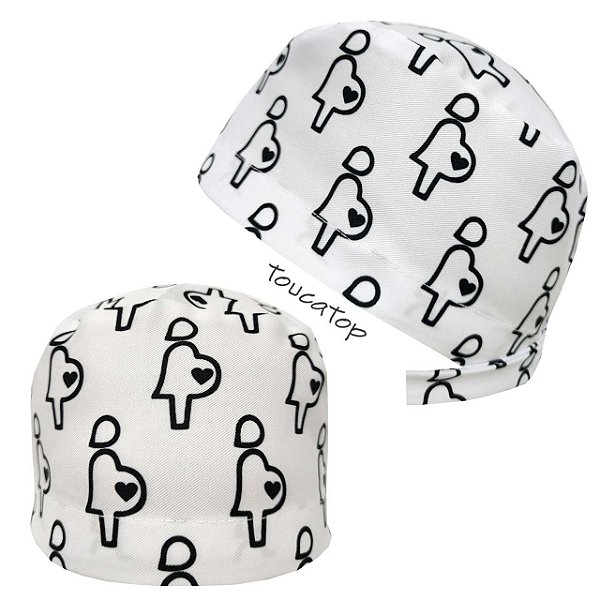 Gorro Cirúrgico, Bebê Coração na Barriga, Grávidas, Branco