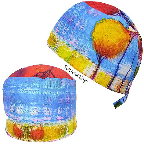 Gorro Cirúrgico, Artes, Quadro Paisagem de Outono, Azul