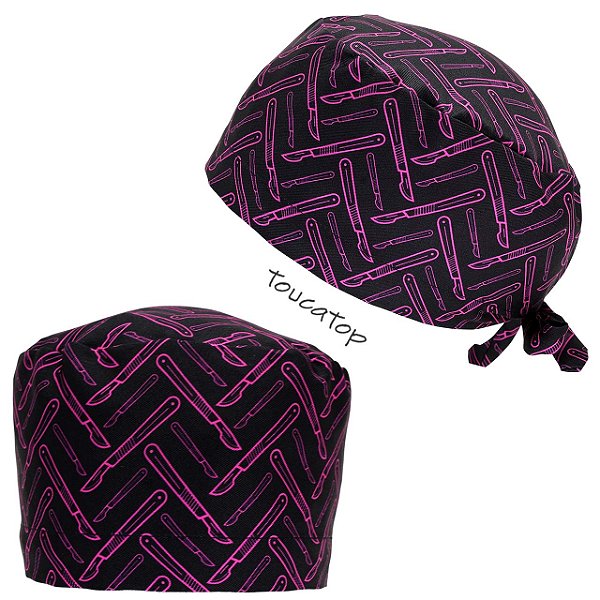 Gorro Cirúrgico, Bisturis Rosa, Preto
