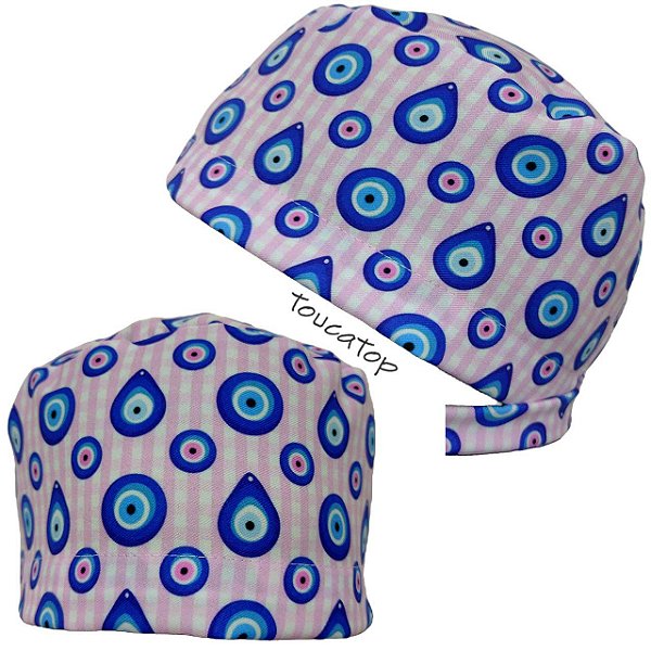 Gorro Cirúrgico, Olho Grego, Rosa Xadrez