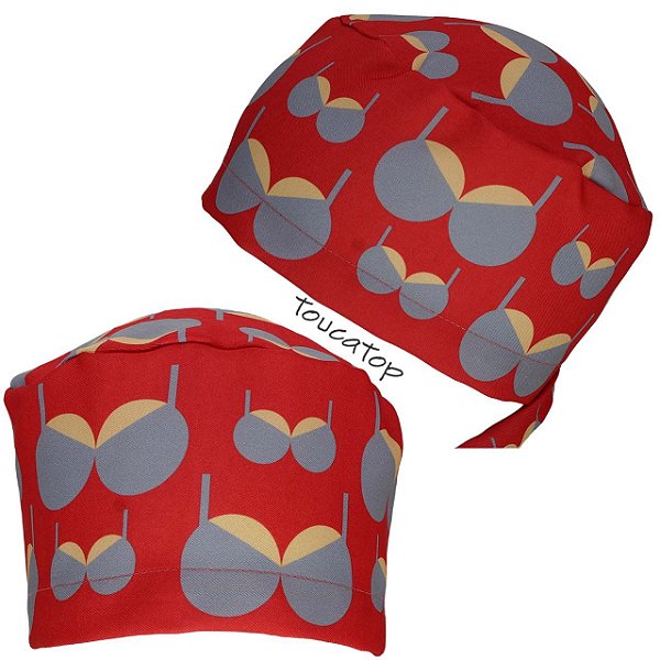 Gorro Cirúrgico, Sutiãs Cinza, Vermelho